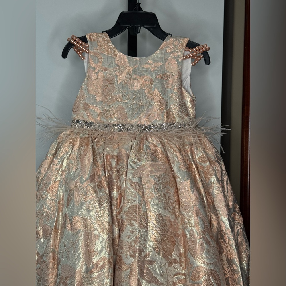 Handmade Elegant Peach Floral High-Low Dress - Picture 2 of 5